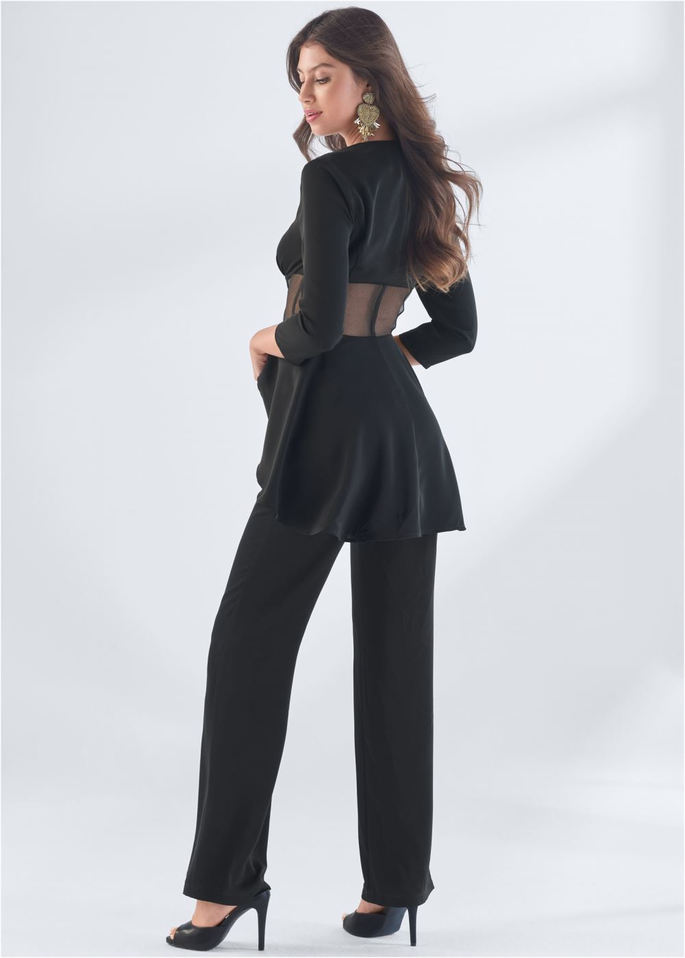 Venus Peek A Boo Cape Pant Set in Black