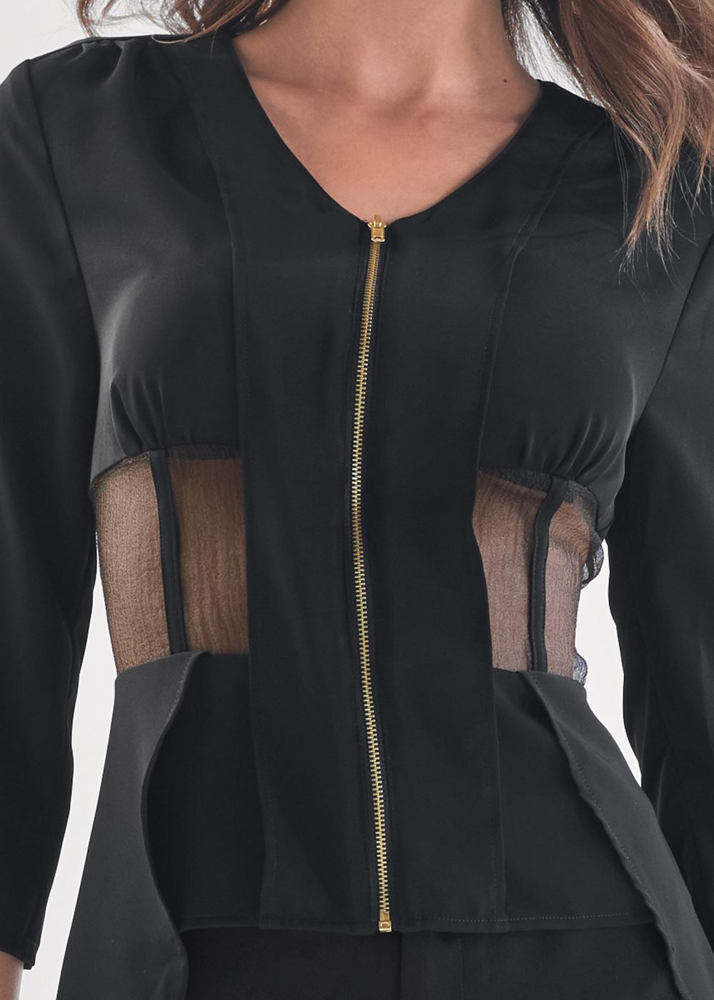 Venus Peek A Boo Cape Pant Set in Black