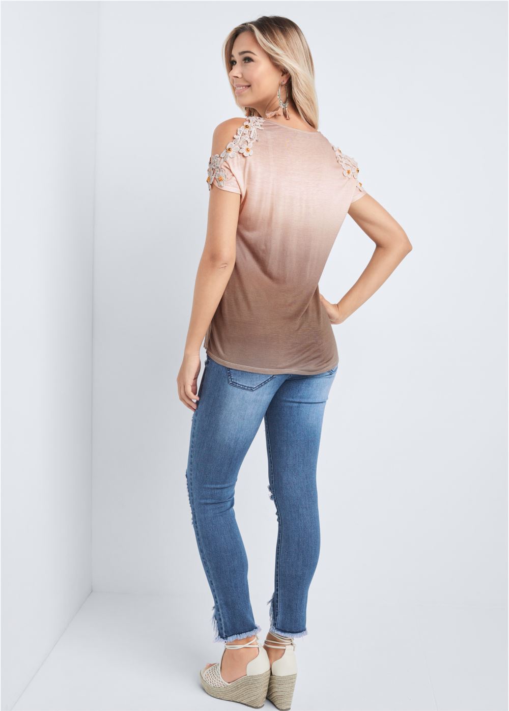 Venus Ombre Cold-Shoulder Top in Tan Multi