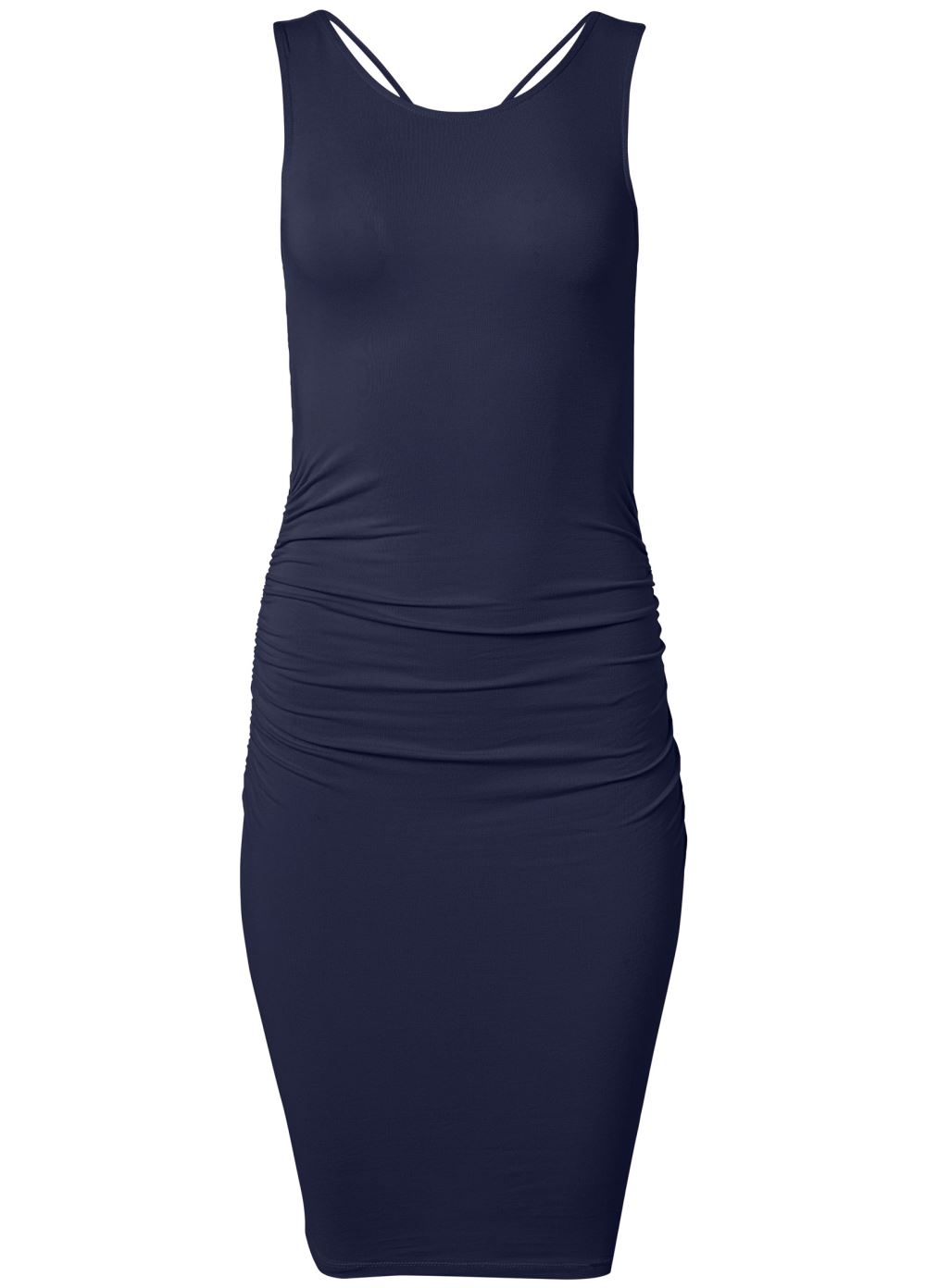 Venus Strappy Back Ruched Dress - Navy