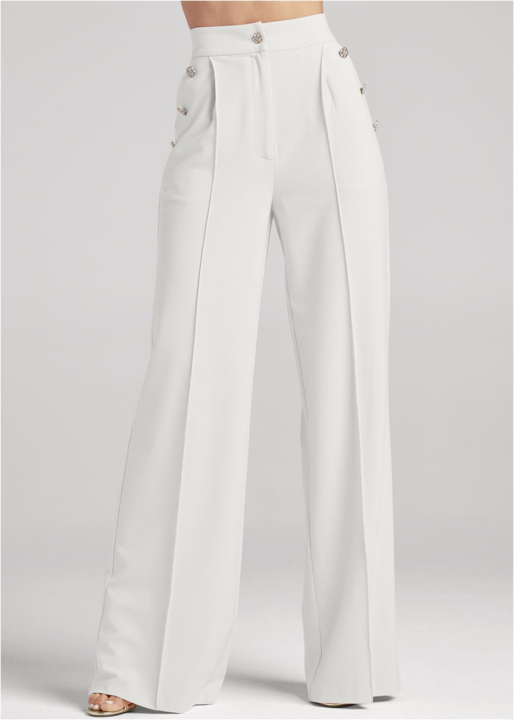 Venus Pleated Wide Leg Pants in Off White