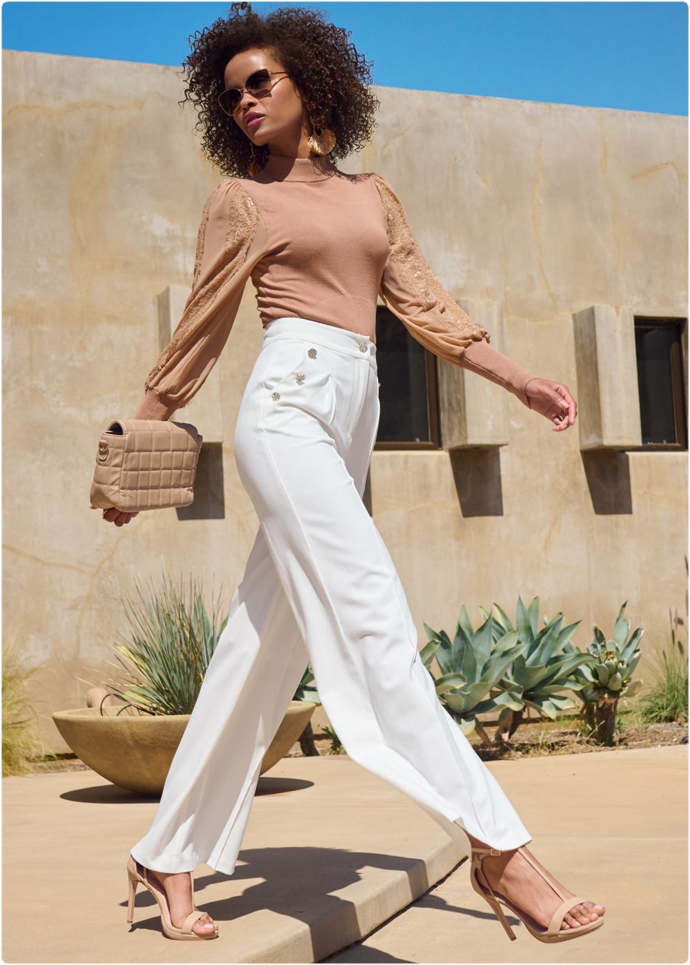 Venus Pleated Wide Leg Pants in Off White