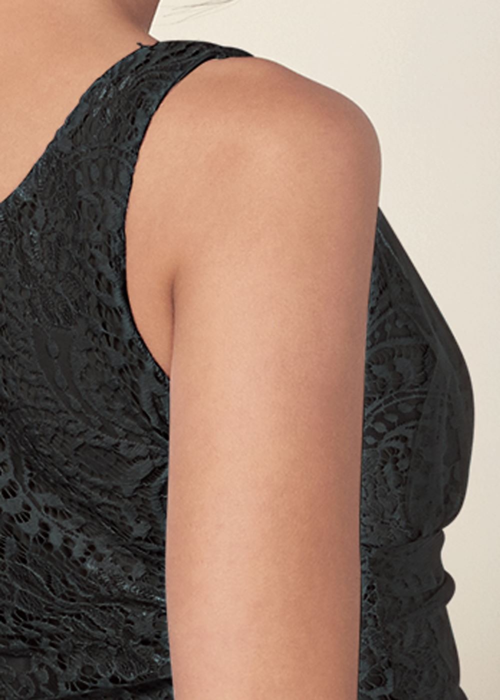 Venus Mesh Overlay Lace Top in Black