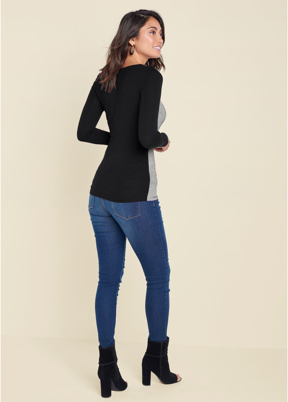 Venus Color Block Casual Top in Black Multi