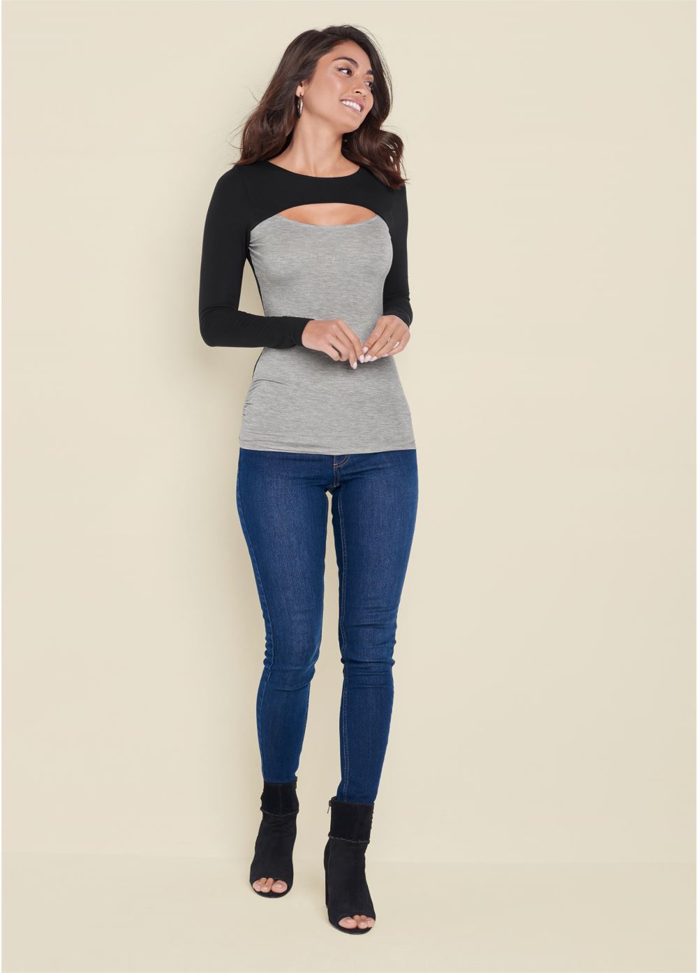 Venus Color Block Casual Top in Black Multi