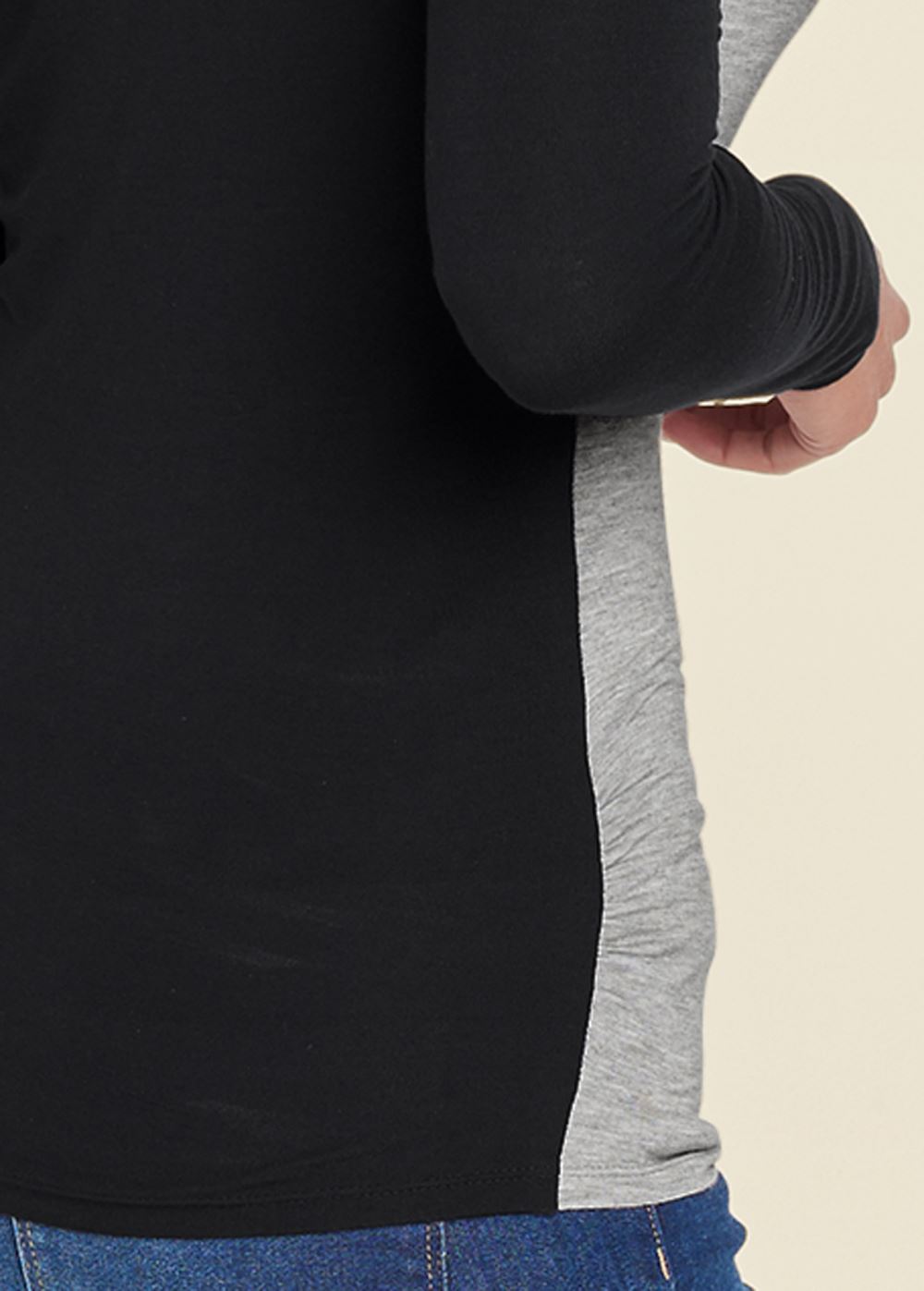 Venus Color Block Casual Top in Black Multi