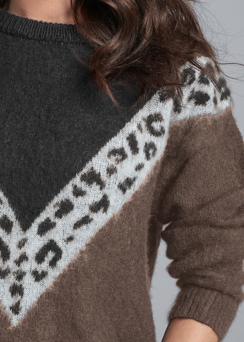 Venus VENUS | Leopard Stripe Sweater in Black Multi