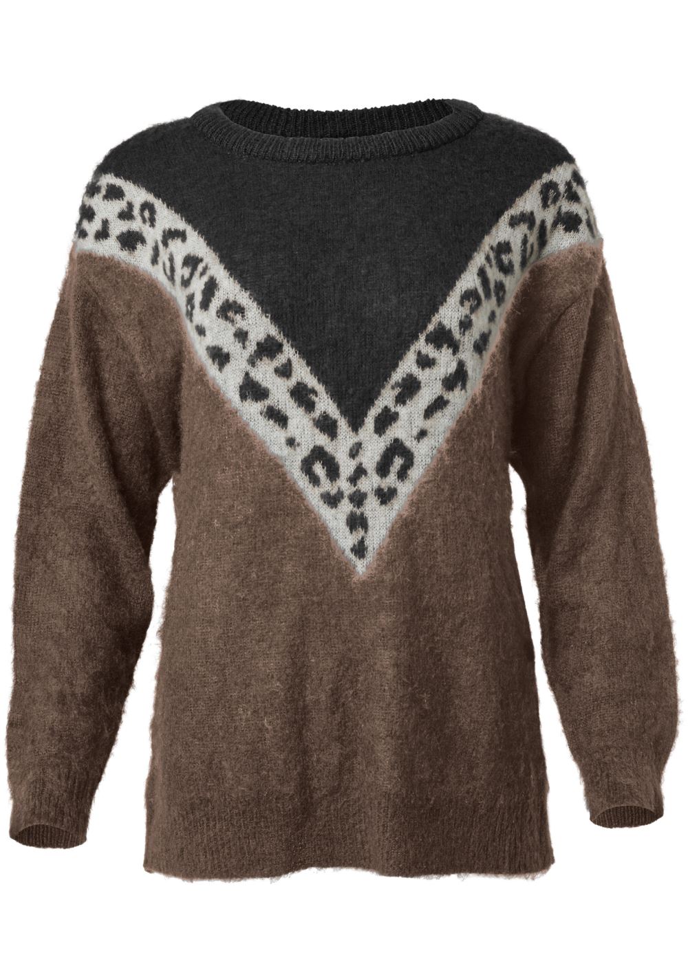 Venus VENUS | Leopard Stripe Sweater in Black Multi
