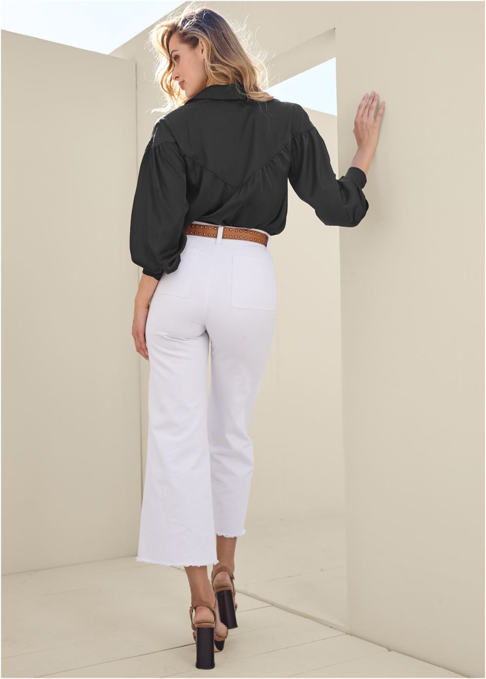 Venus Smocked Front Blouse in Black