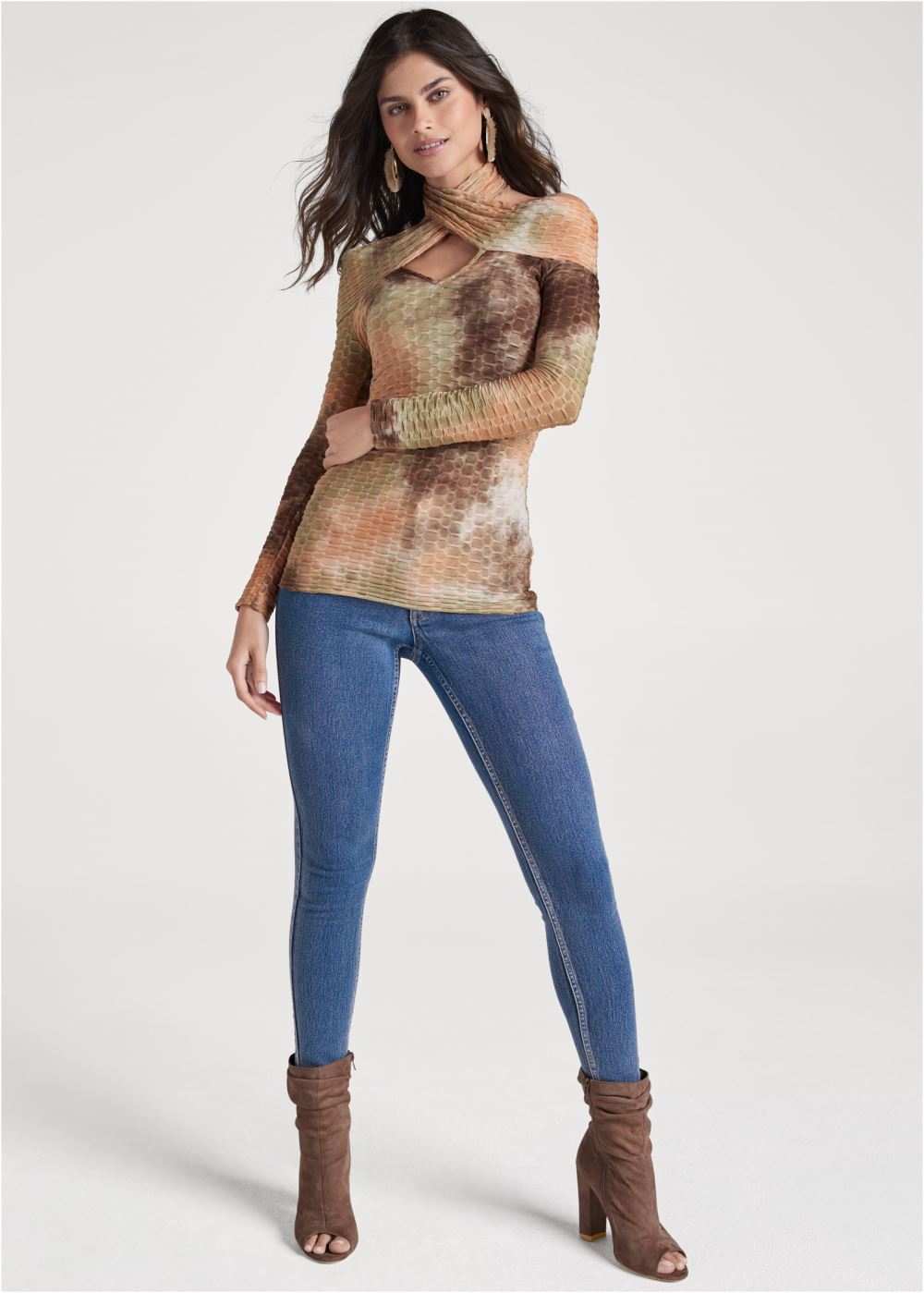 Venus Saharan Tie Dye Top in Brown Multi