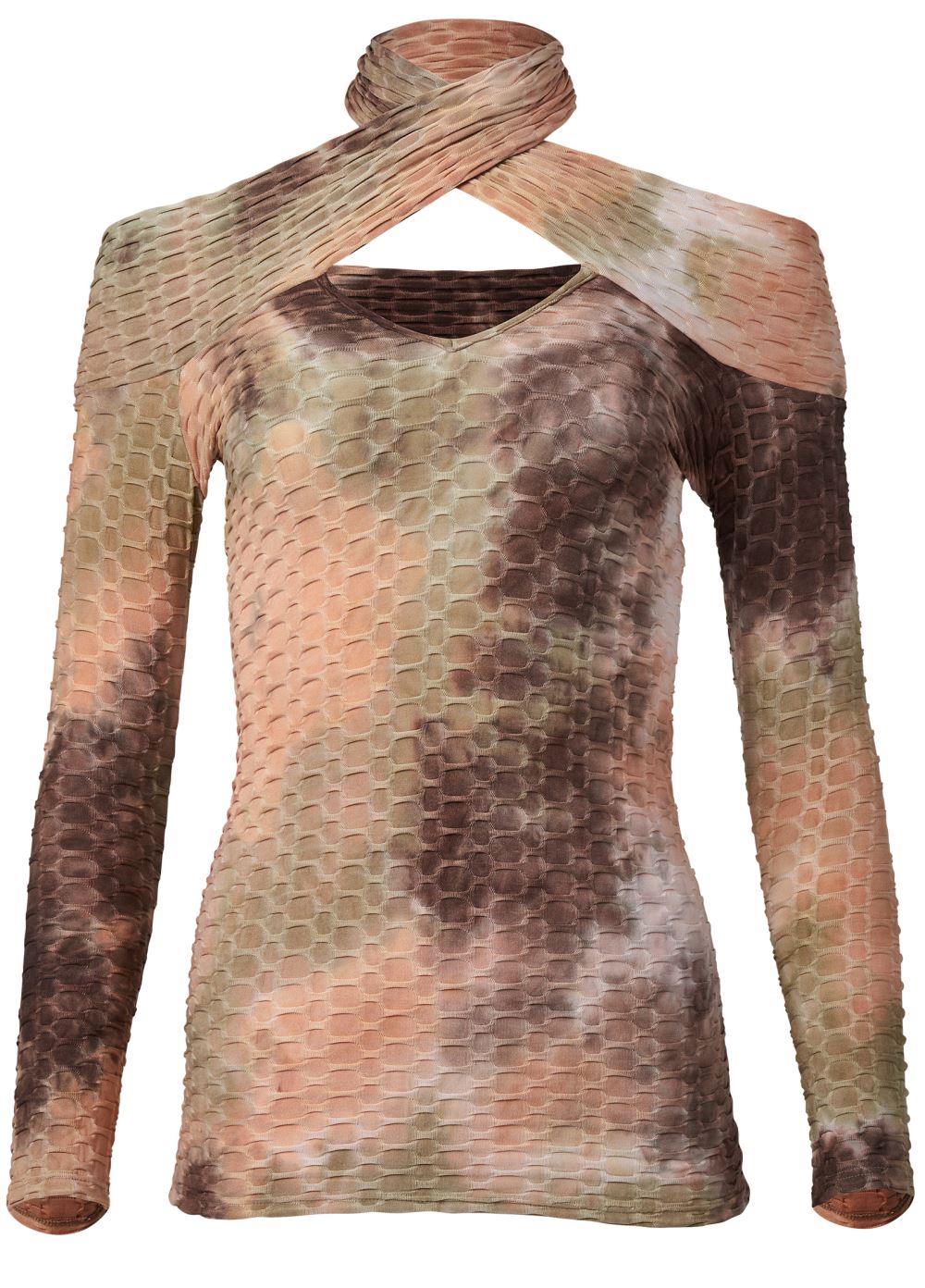 Venus Saharan Tie Dye Top in Brown Multi