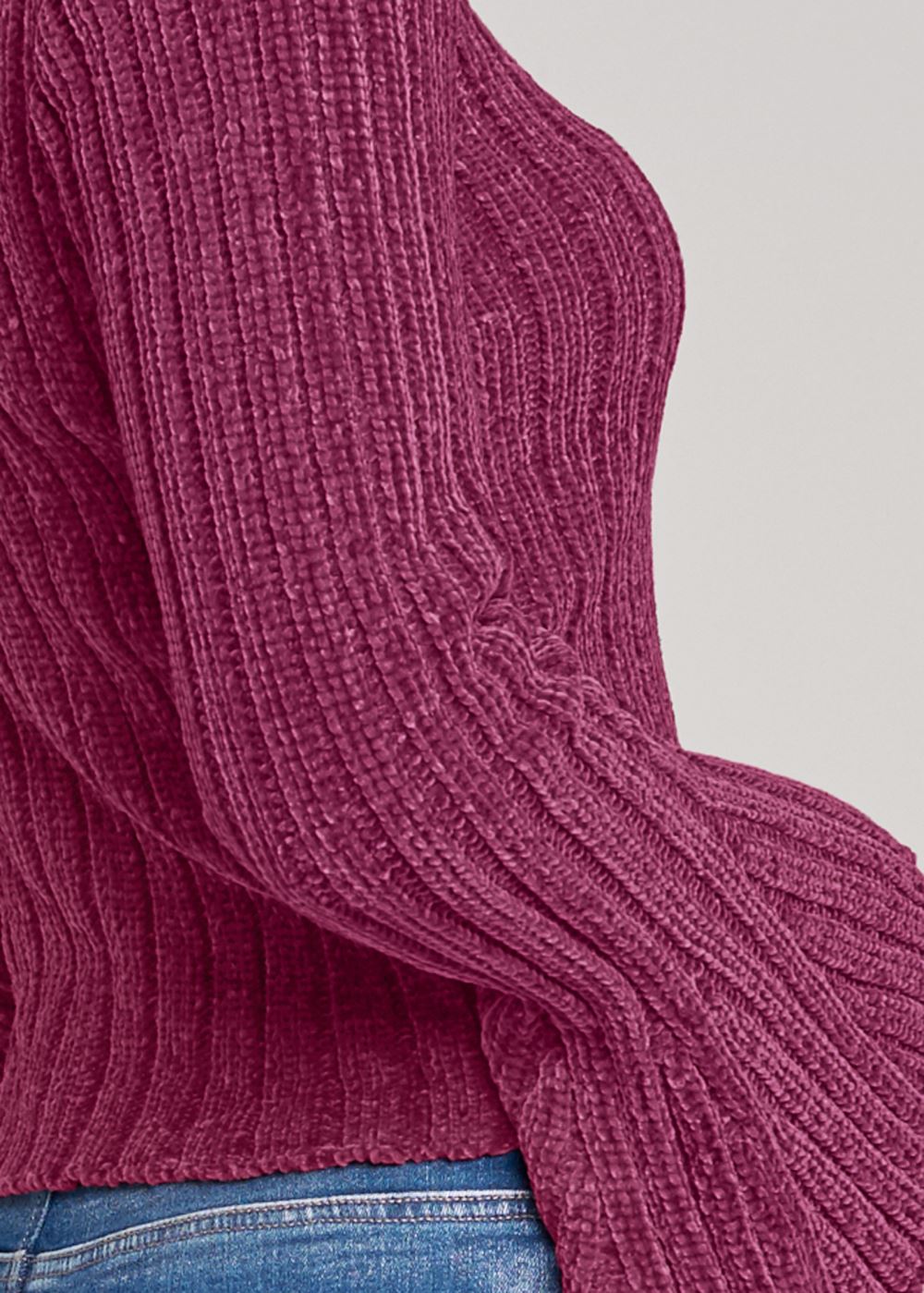 Venus VENUS | Chenille Bell Sleeve Sweater in Berry