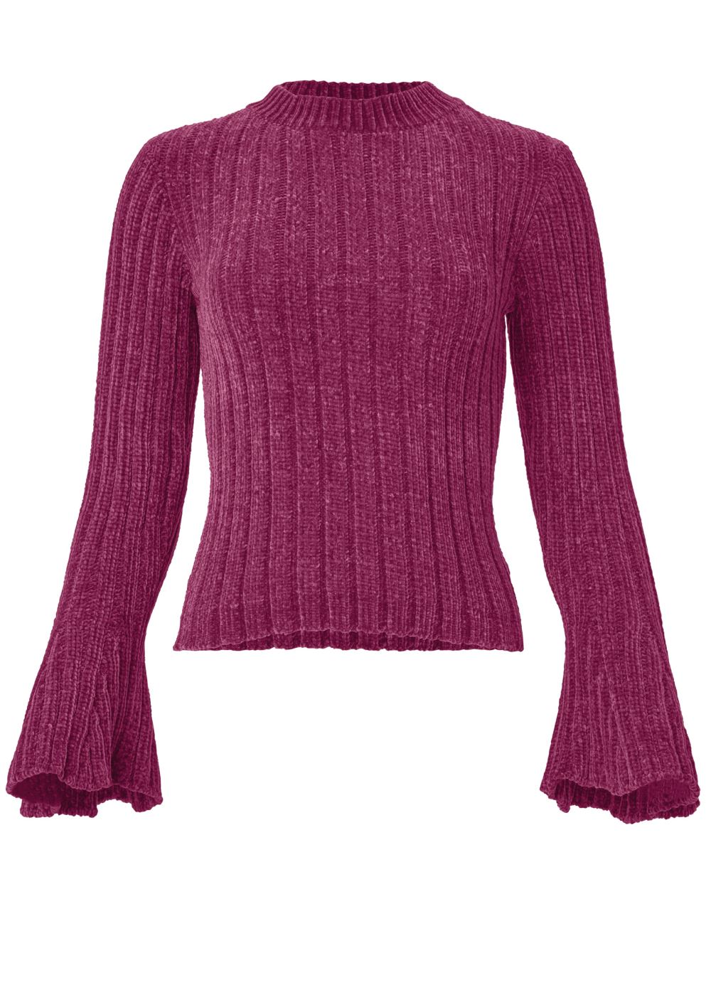 Venus VENUS | Chenille Bell Sleeve Sweater in Berry