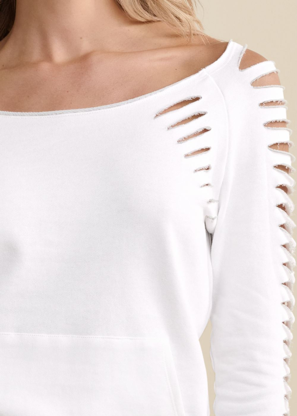 Venus Slash Detail Sweatshirt in White