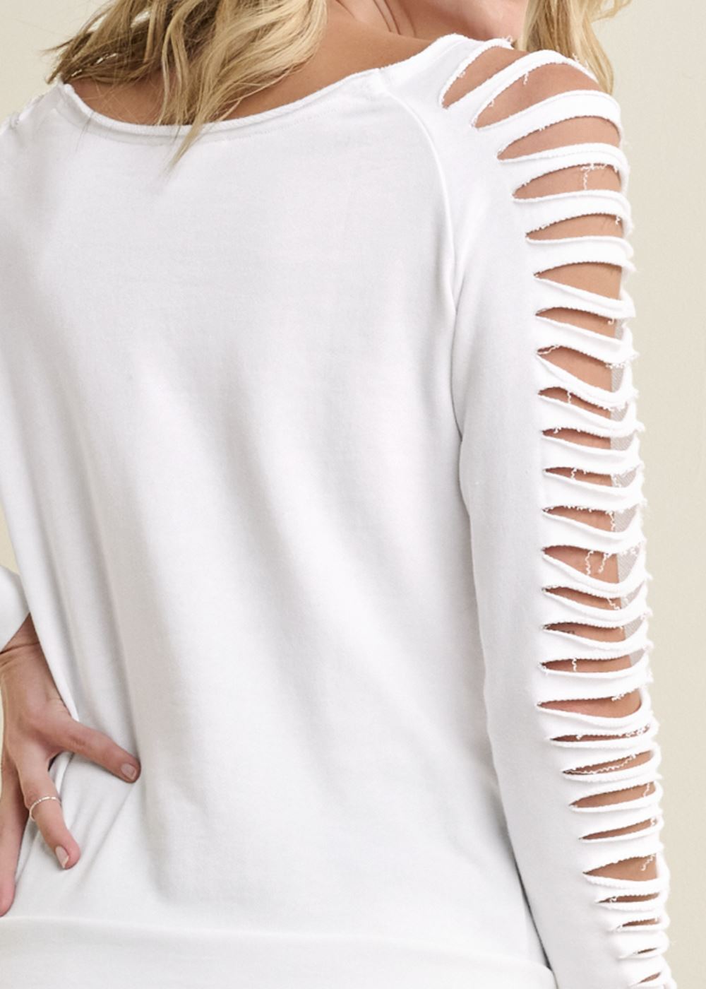 Venus Slash Detail Sweatshirt in White