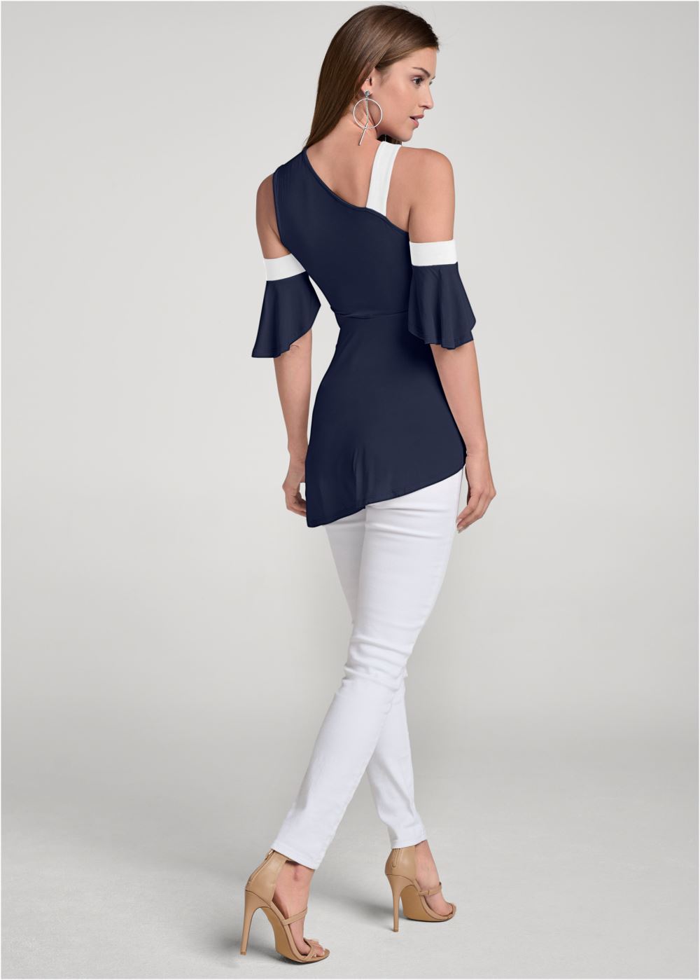 Venus Color Block Top in Navy & White