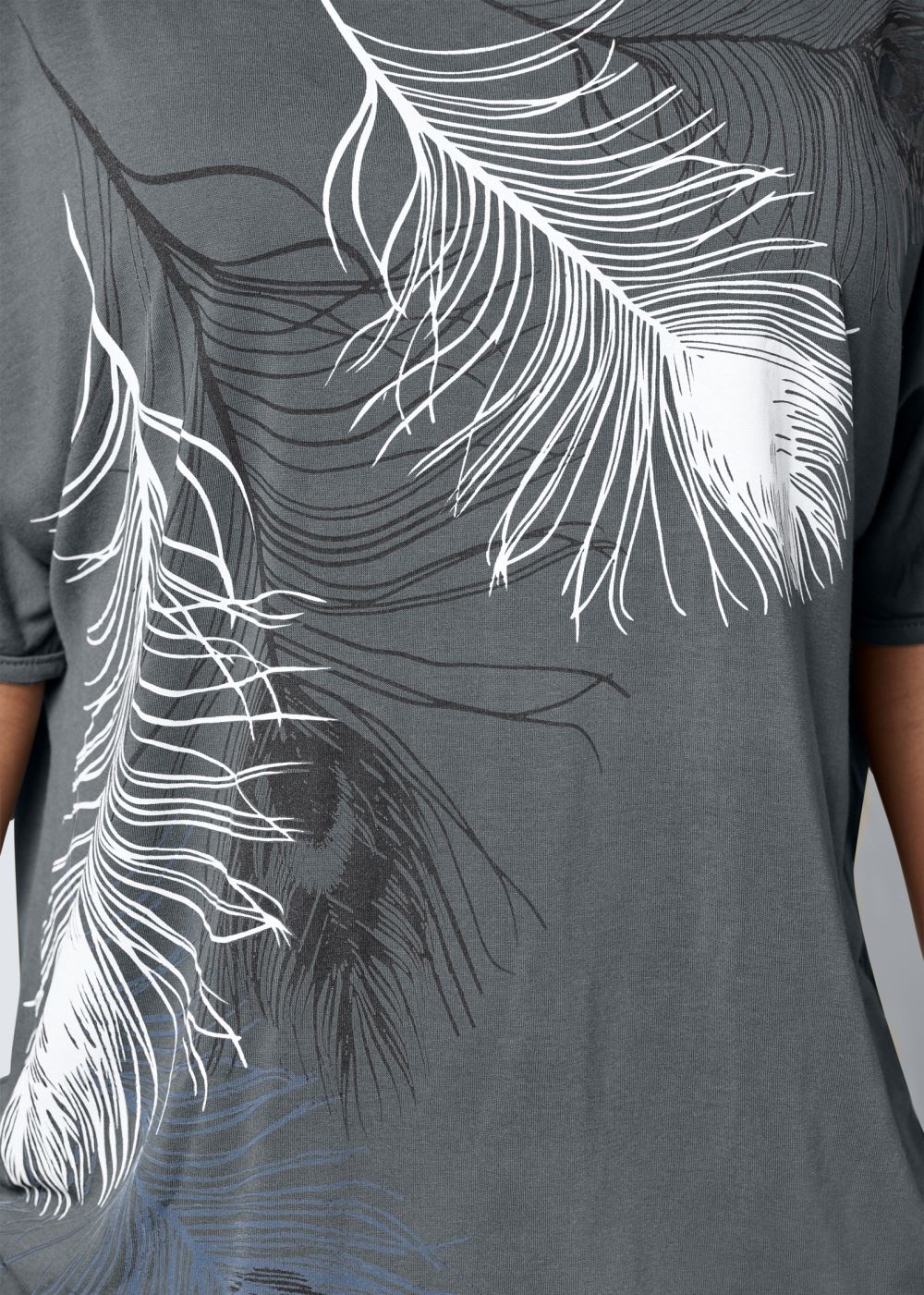 Venus Feather Cold-Shoulder Tee in Grey