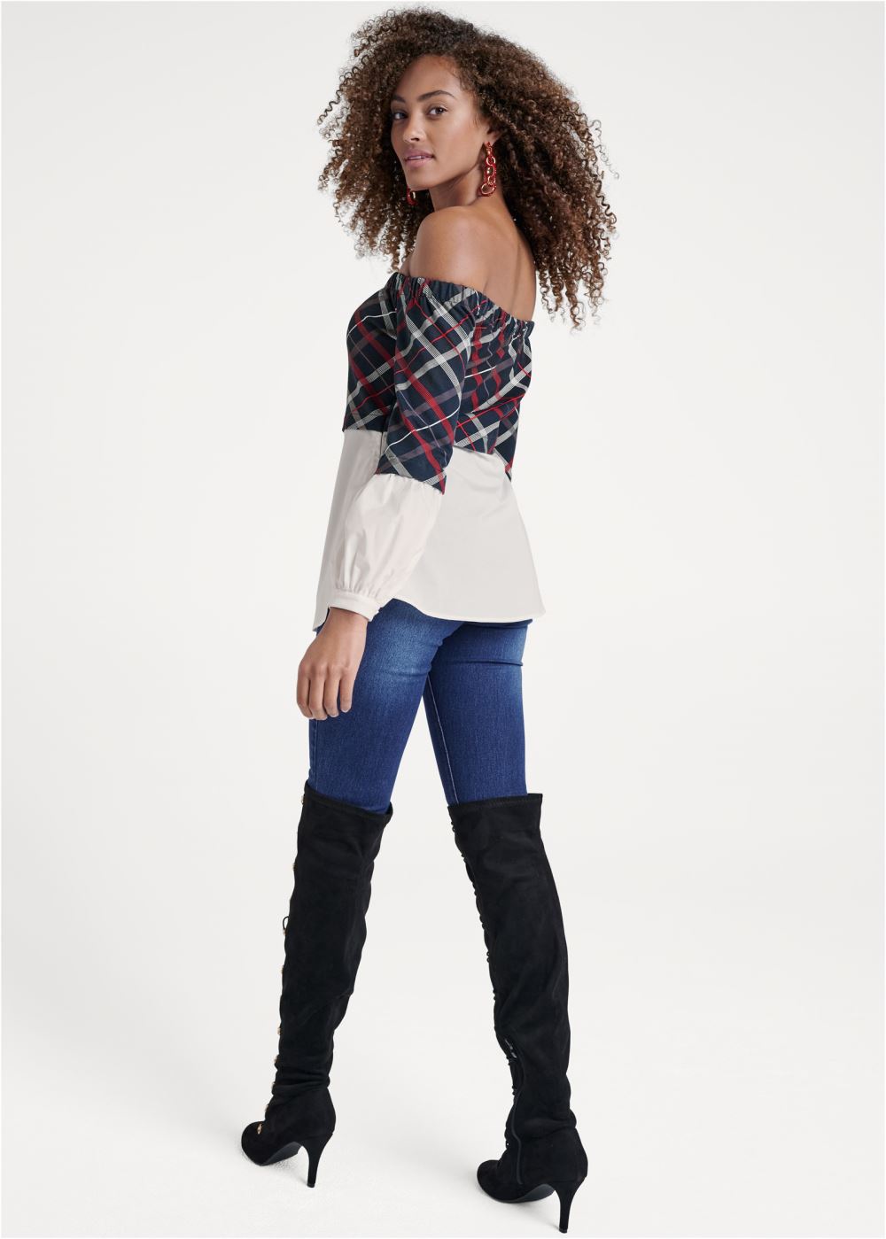 Venus Off-The-Shoulder Blouse in Black Multi