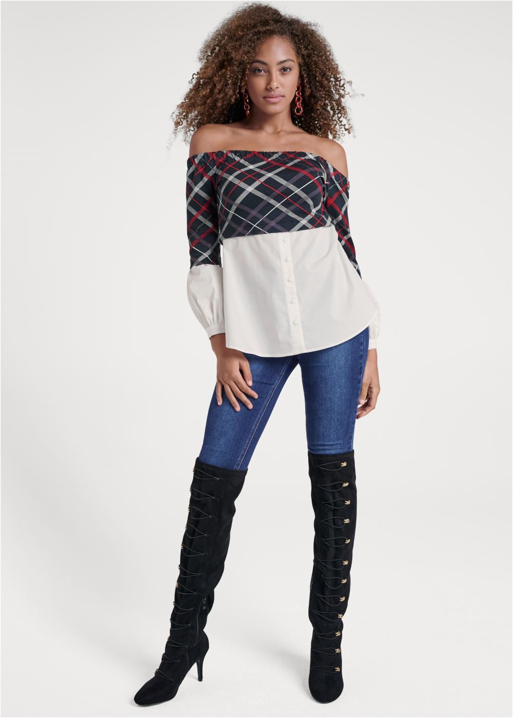 Venus Off-The-Shoulder Blouse in Black Multi
