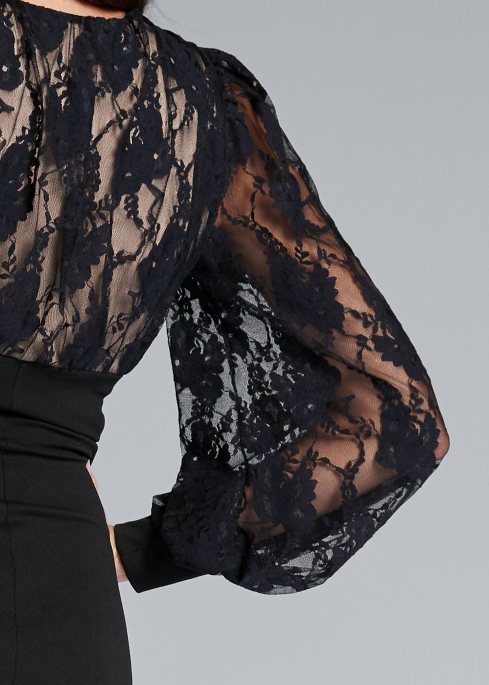 Venus Lace Detail Bodycon Dress - Black