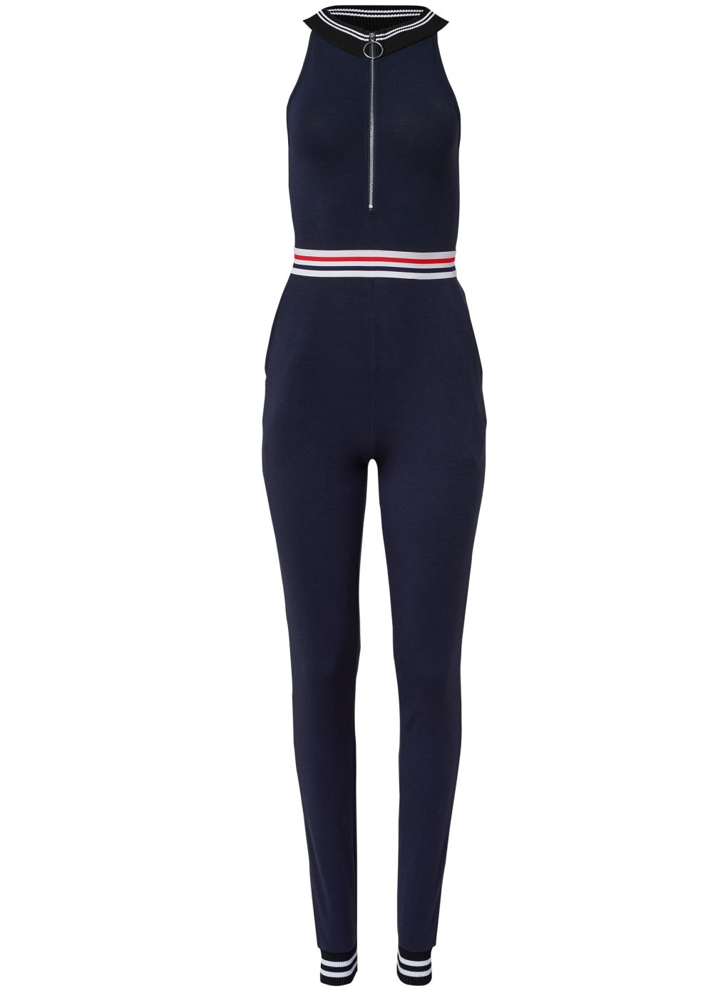 Venus Striped Zipper Jumpsuit in Navy Multi