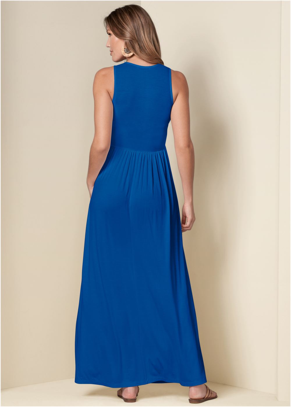 Venus Maxi Dress With Pockets - Blue