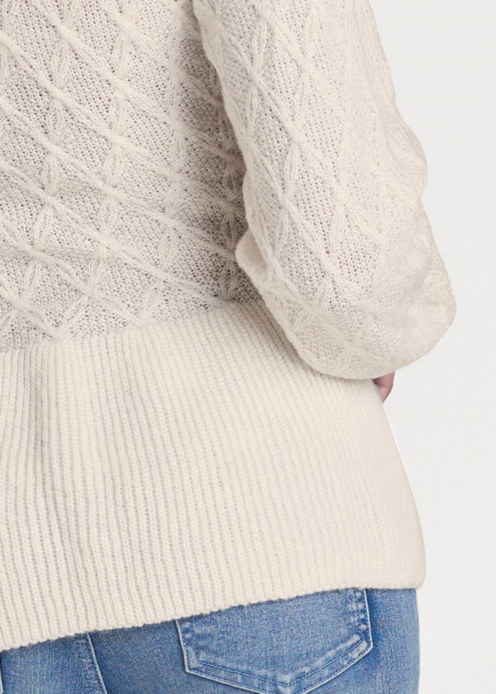 Venus VENUS | Rose Detail Peplum Sweater in Off White & Red