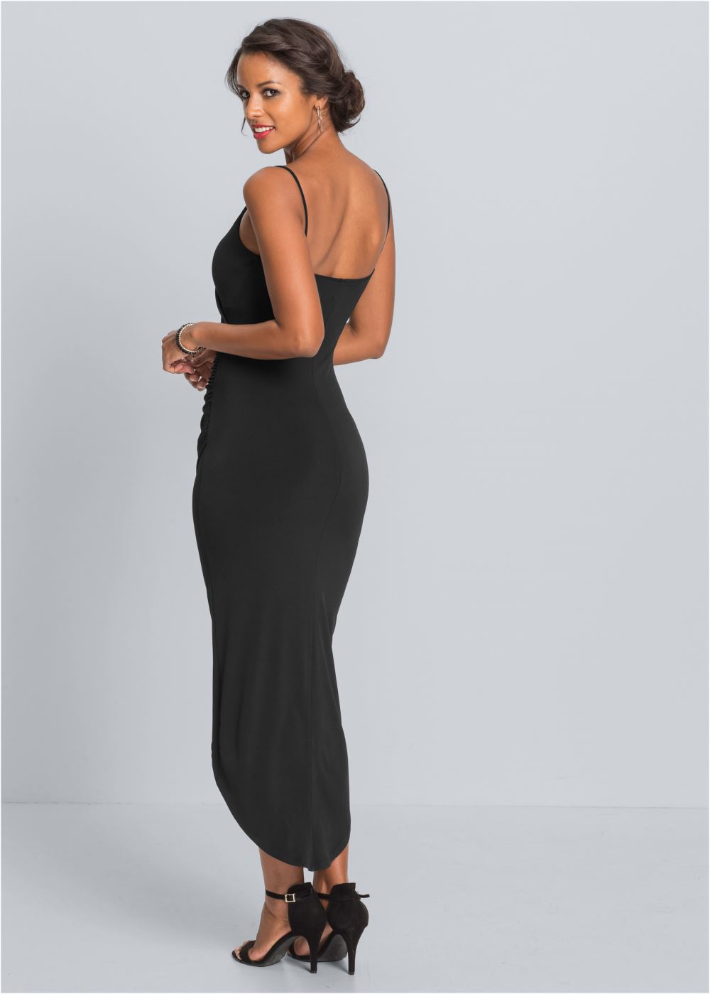 Venus High Slit Party Dress - Black