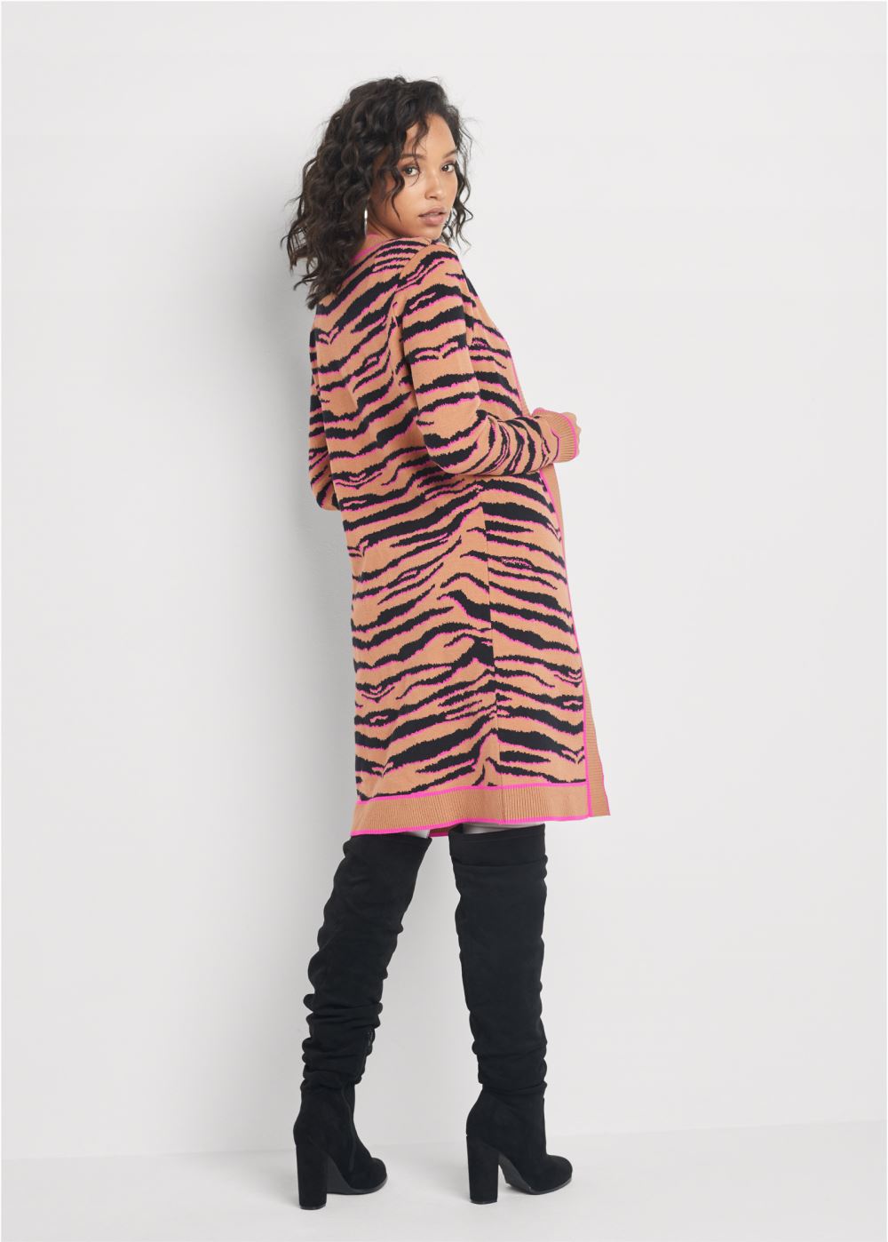 Venus VENUS | Tiger Print Duster Set in Brown Multi