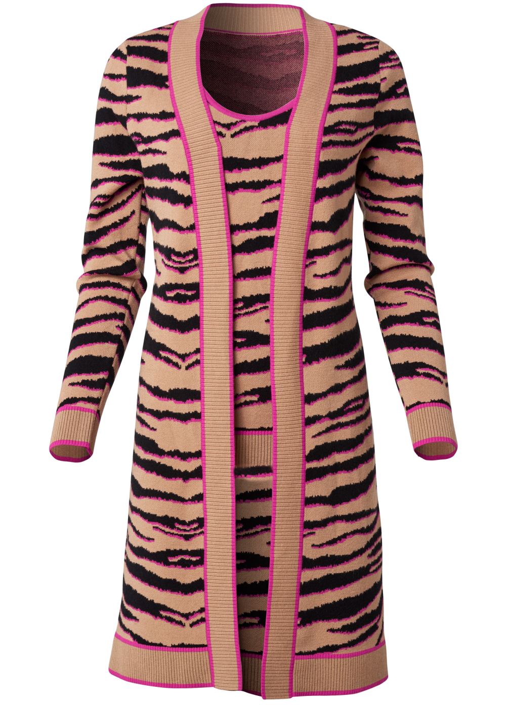 Venus VENUS | Tiger Print Duster Set in Brown Multi