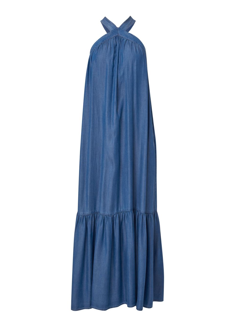 Venus Chambray Tiered Maxi Dress - Medium Wash