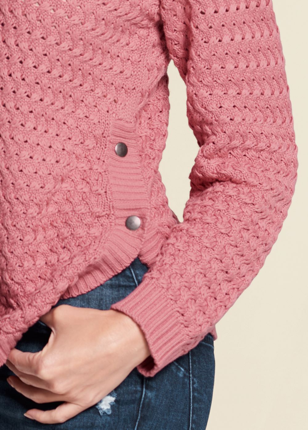Venus VENUS | Button Detail Sweater in Pink