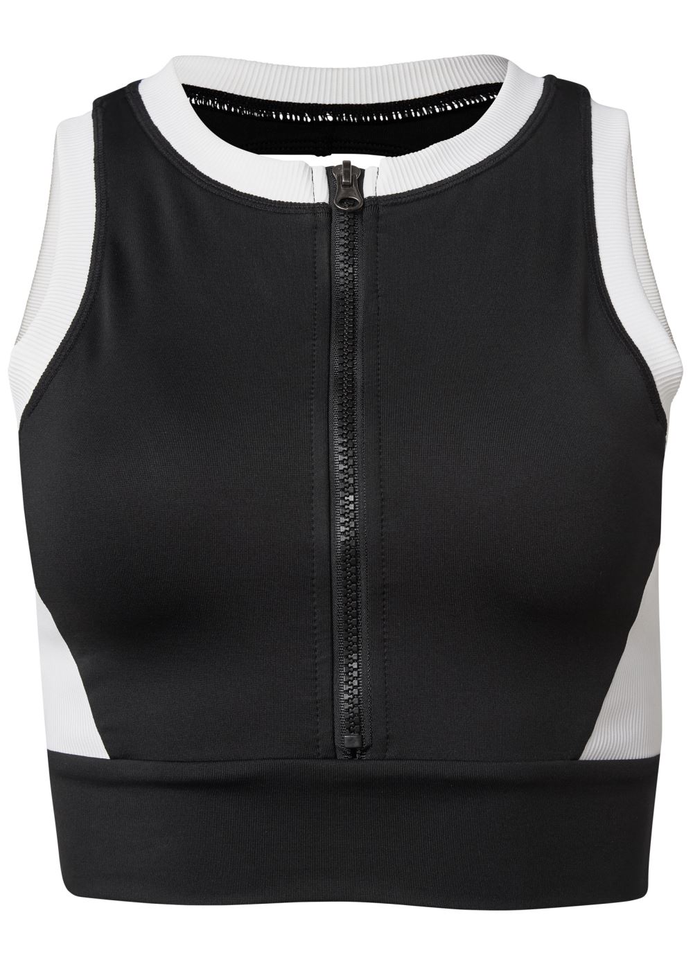Venus Color Block Active Crop Top in Black & White