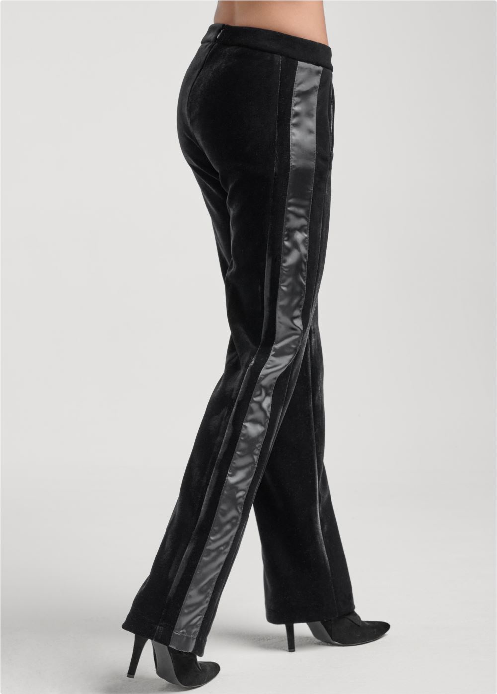 Venus Black VELVET SATIN WIDE-LEG PANTS