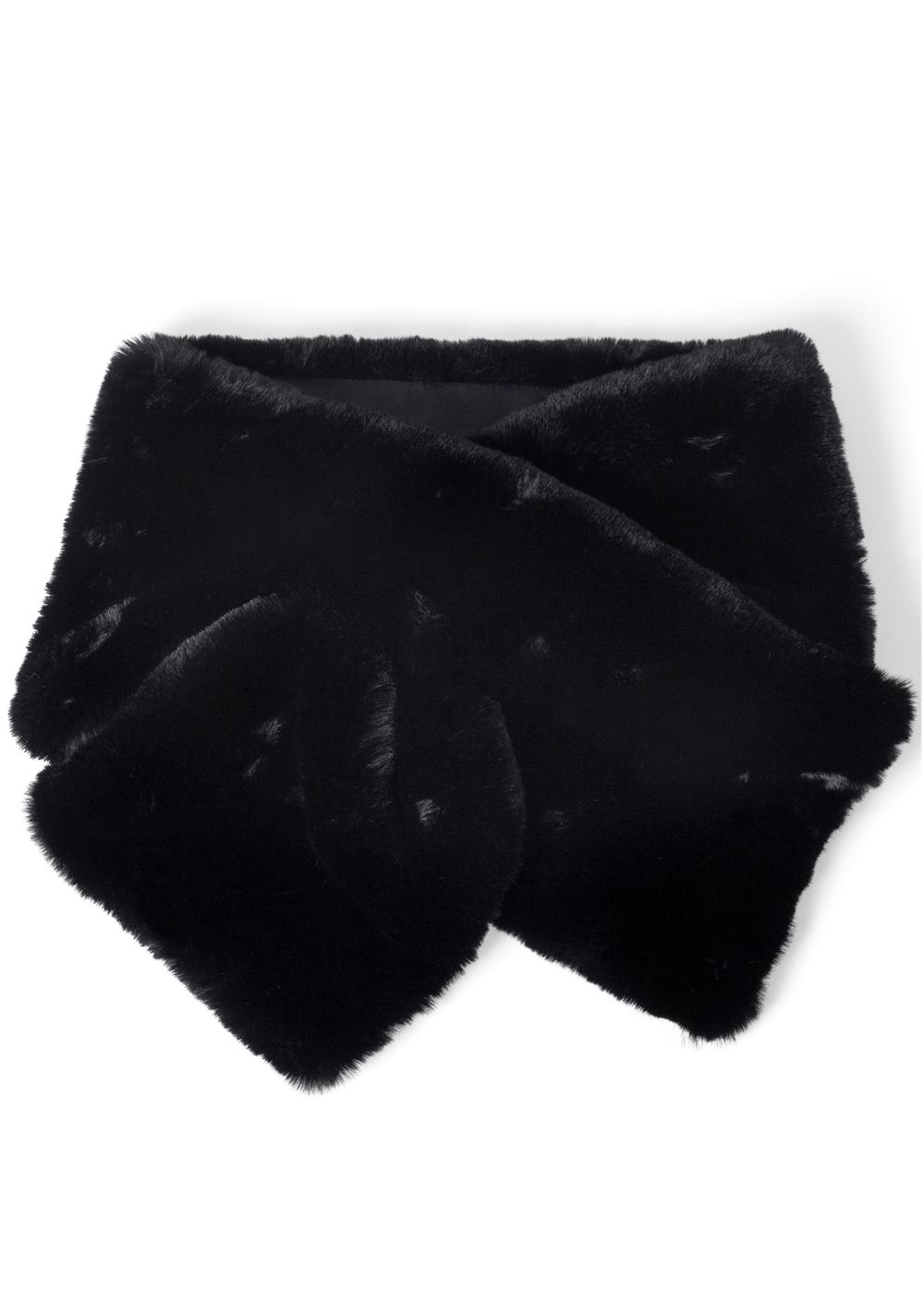 Venus Faux-Fur Scarf Beanie Set in Black