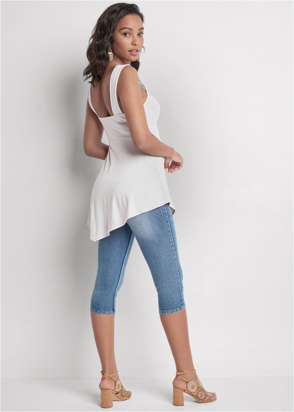Venus Crochet Embellished Top in White