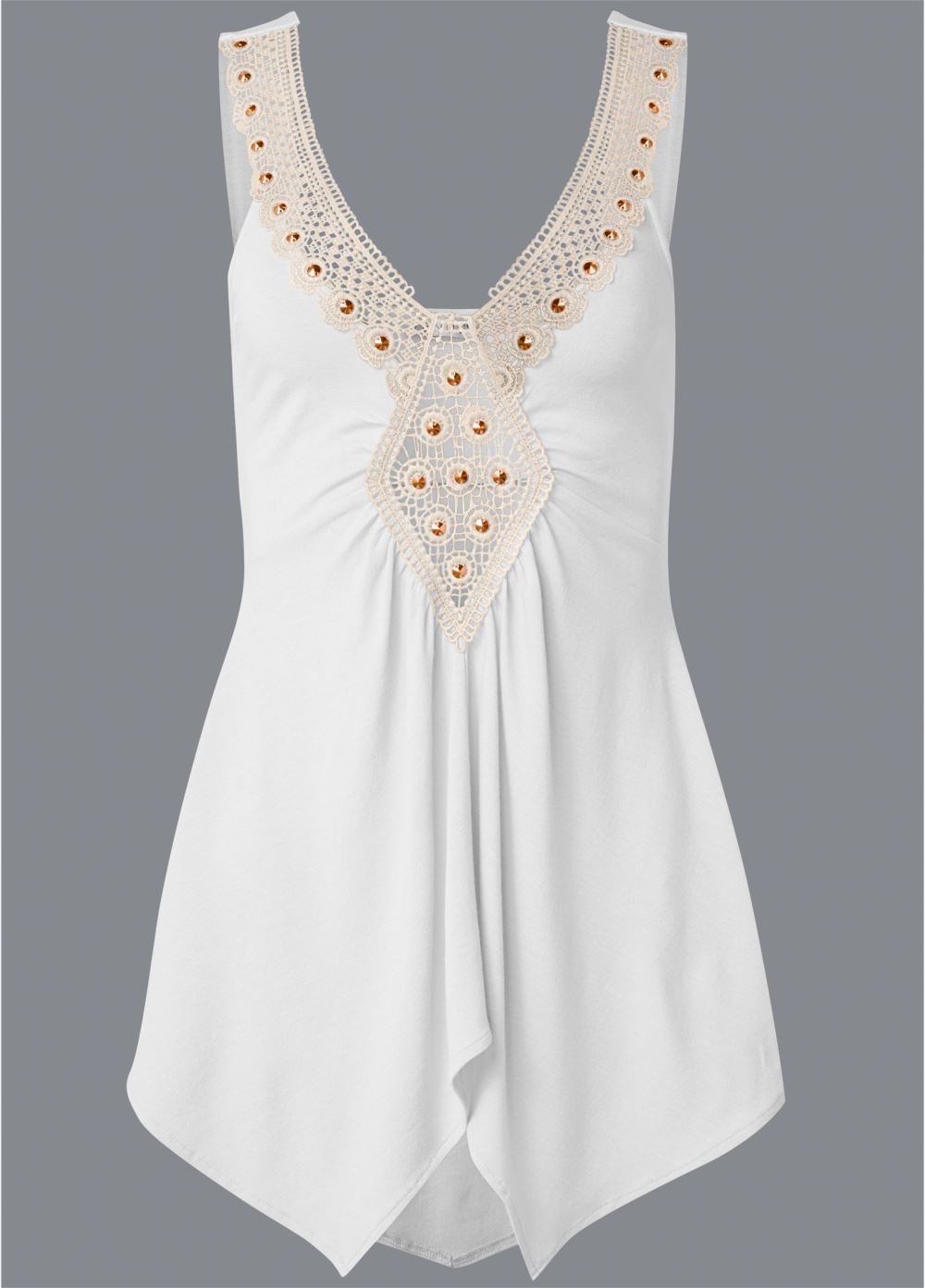 Venus Crochet Embellished Top in White