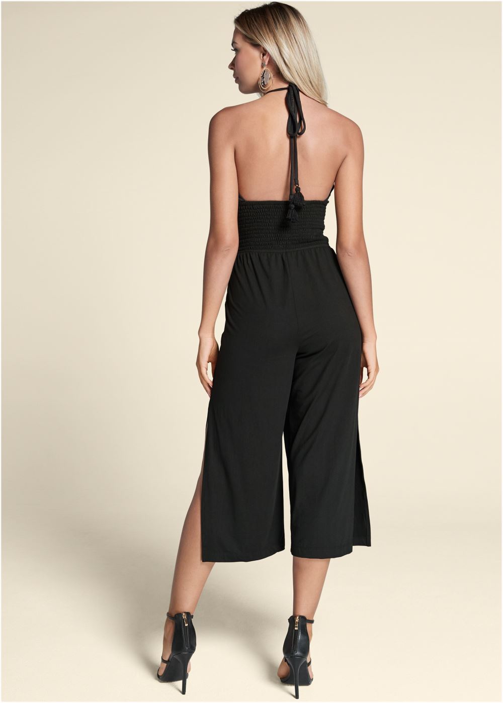 Venus Tassel Halter Jumpsuit in Black