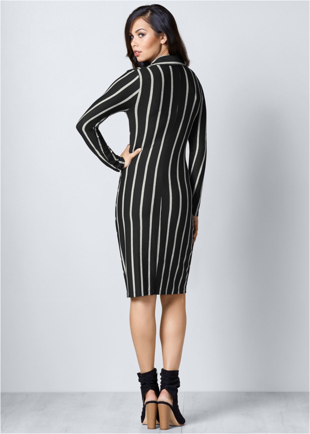 Venus Knot Detail Shirt Dress - Black Multi