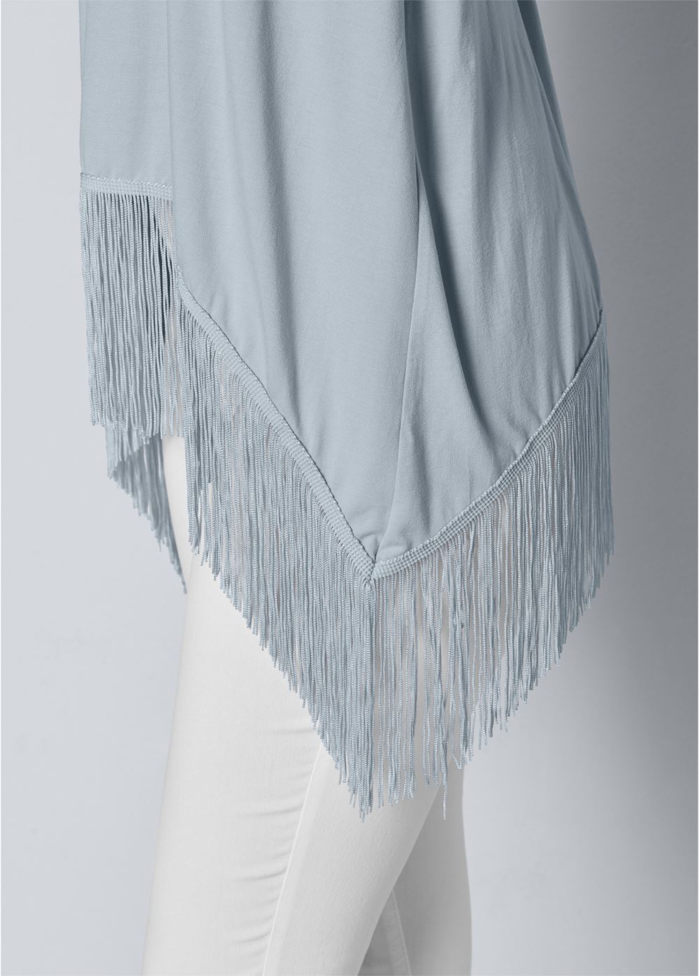 Venus Fringe Detail Top in Light Blue