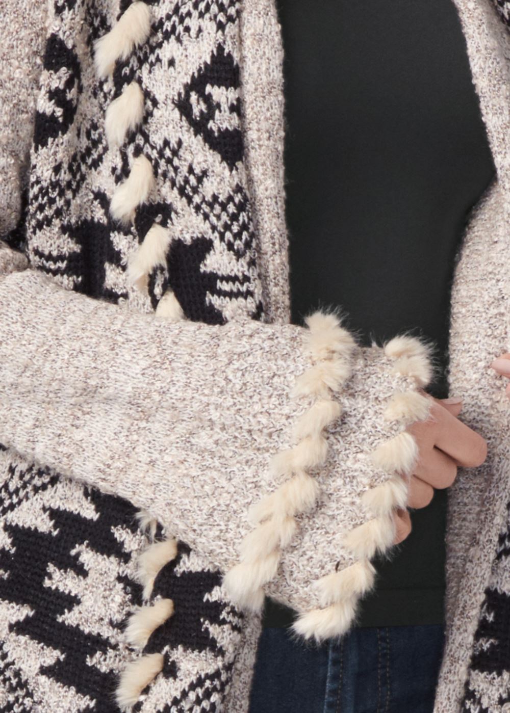 Venus VENUS | Mixed Print Duster in Cream & Black