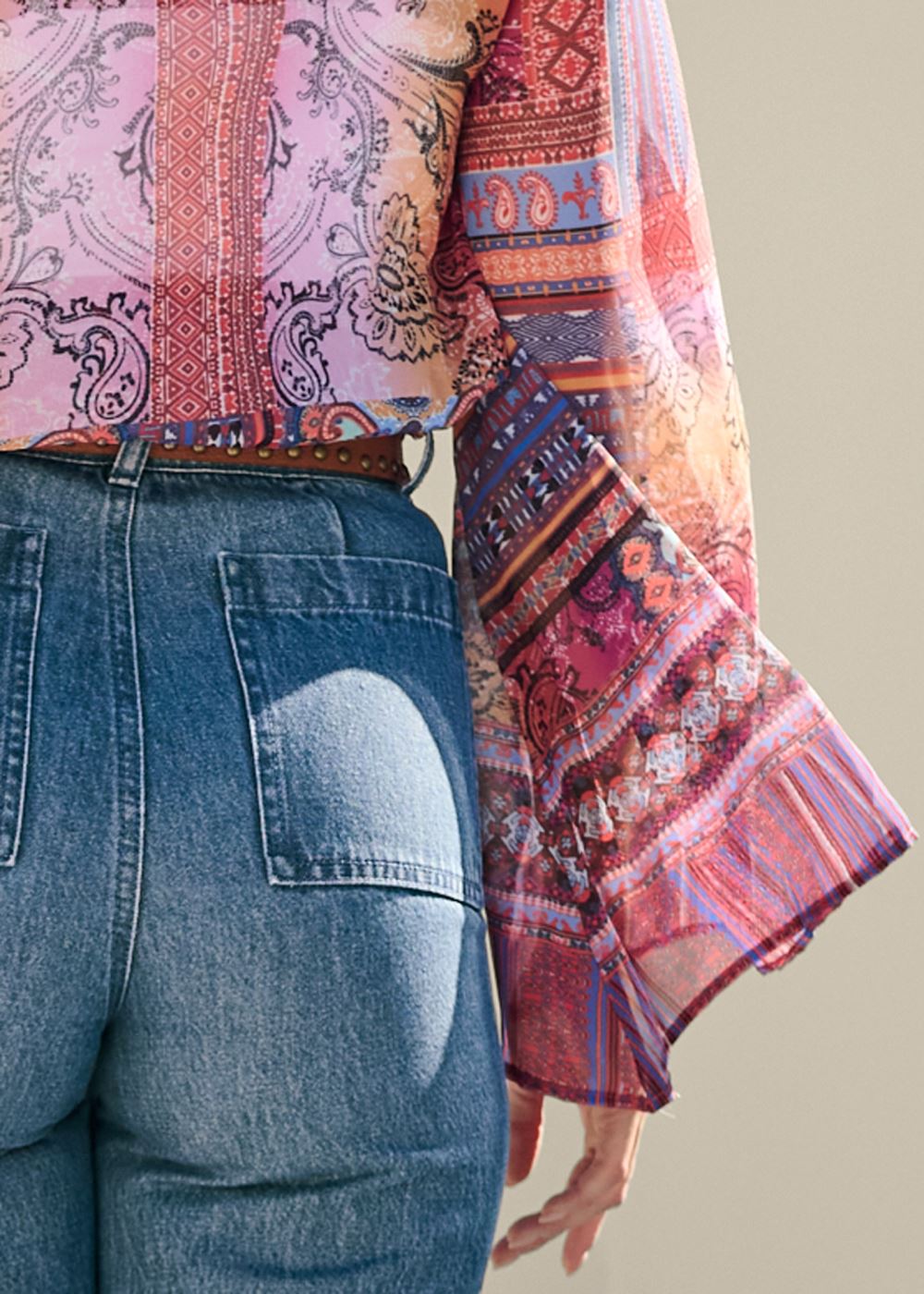 Venus Print Tie Top in Burnt Orange