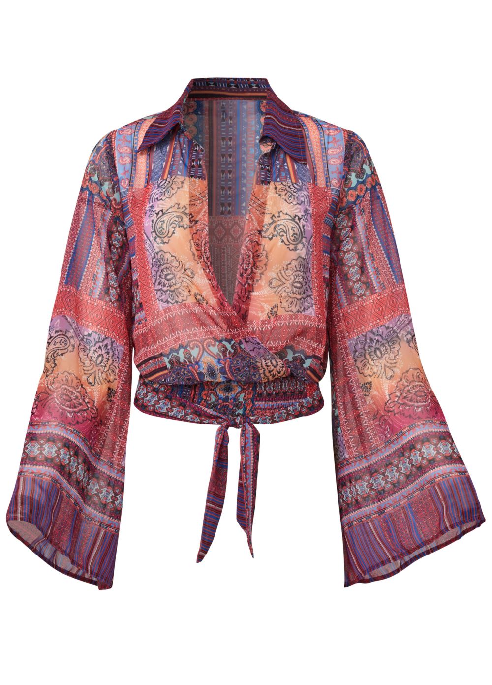 Venus Print Tie Top in Burnt Orange