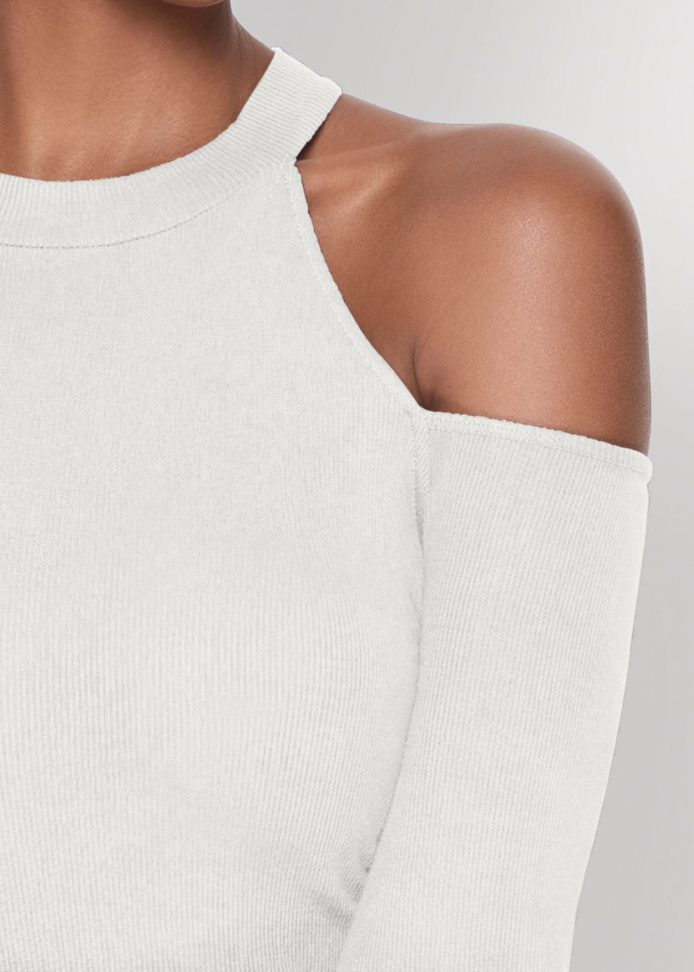 Venus Ribbed Long Sleeve Top in Off White