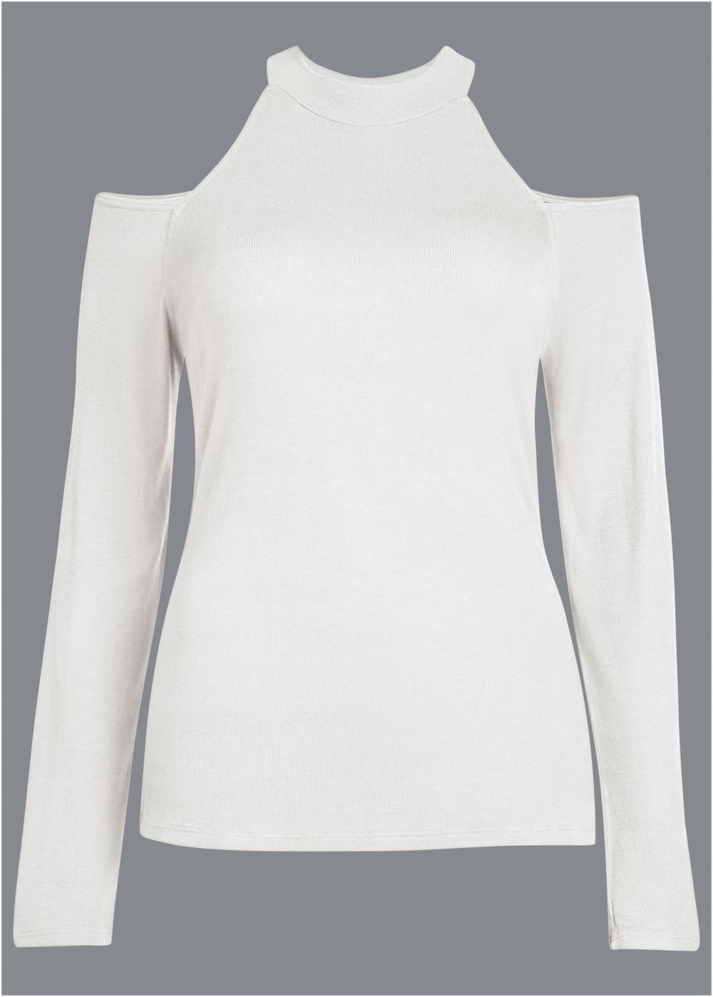 Venus Ribbed Long Sleeve Top in Off White