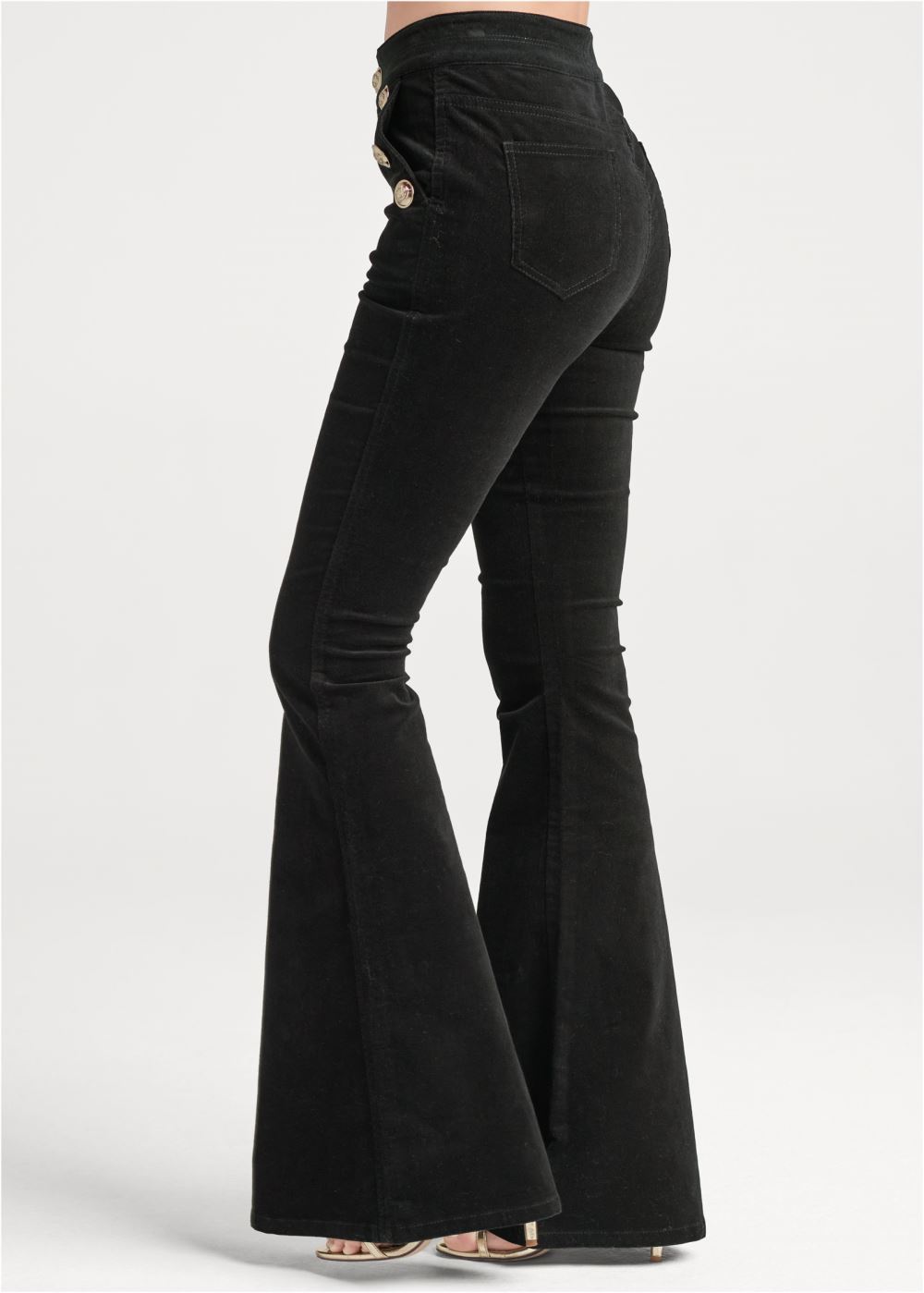Venus Black Button-Front Corduroy Pants