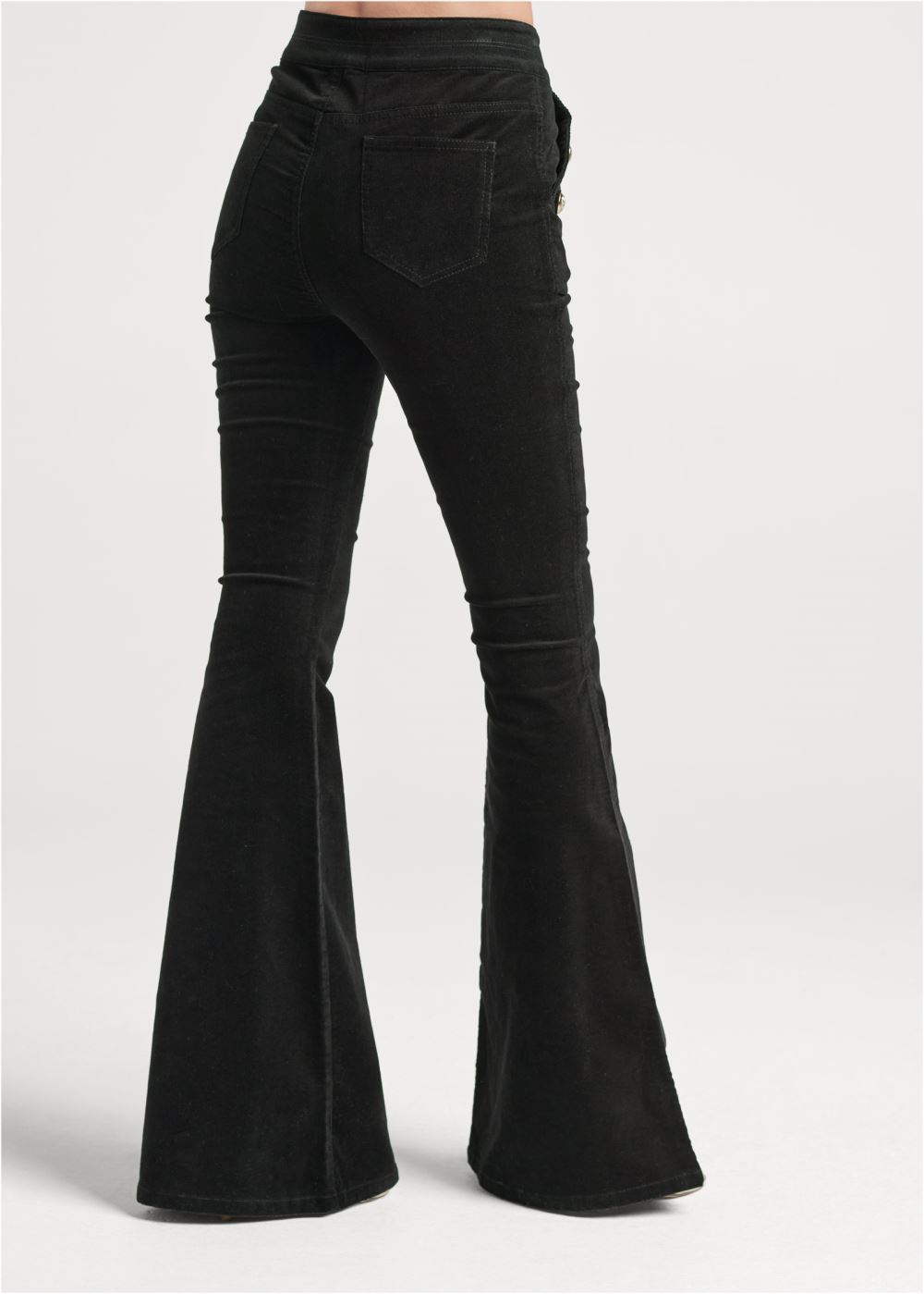 Venus Black Button-Front Corduroy Pants
