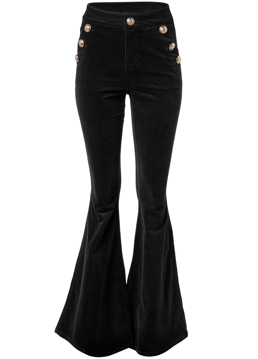 Venus Black Button-Front Corduroy Pants