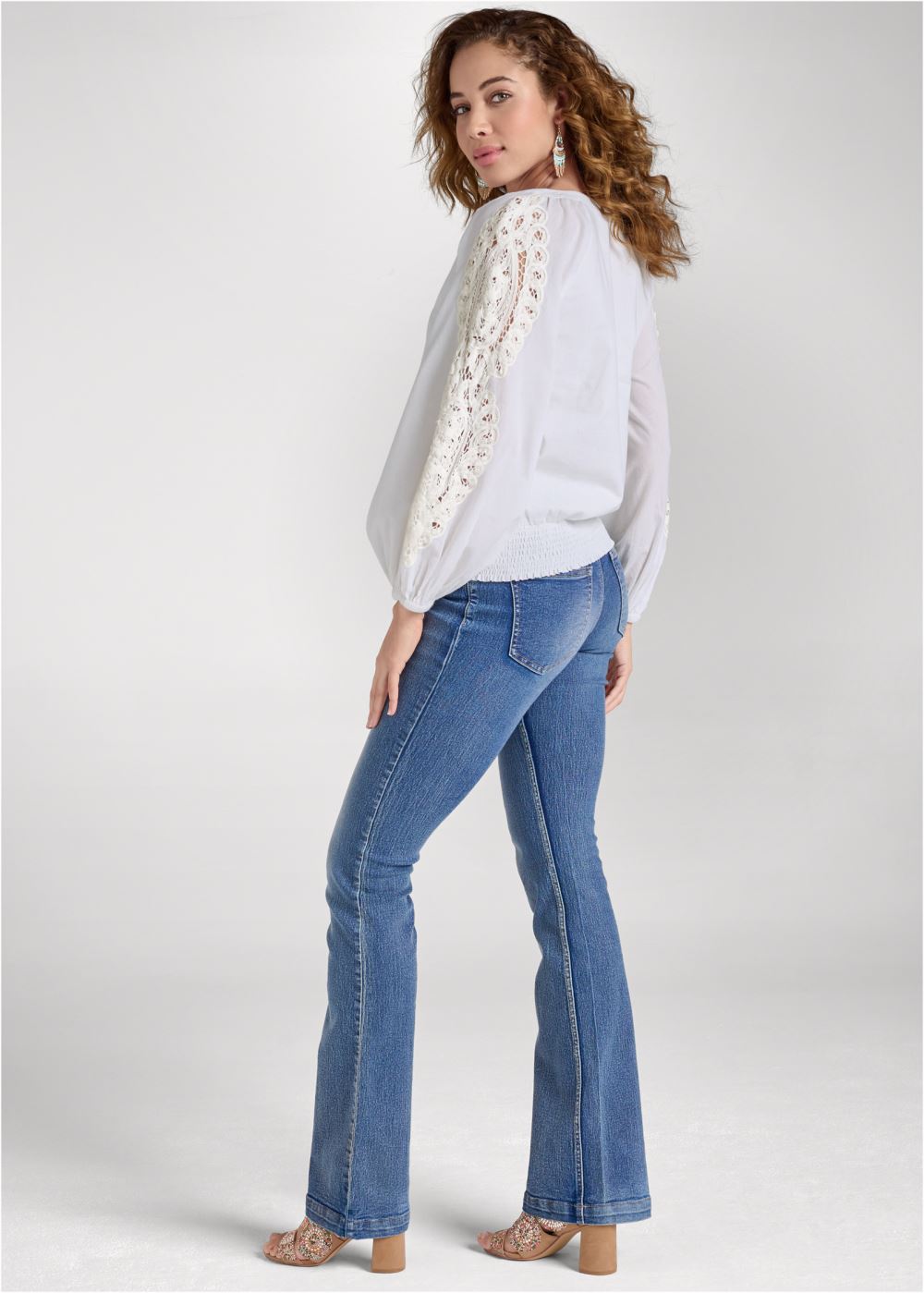 Venus Crochet Lace Detail Top in White