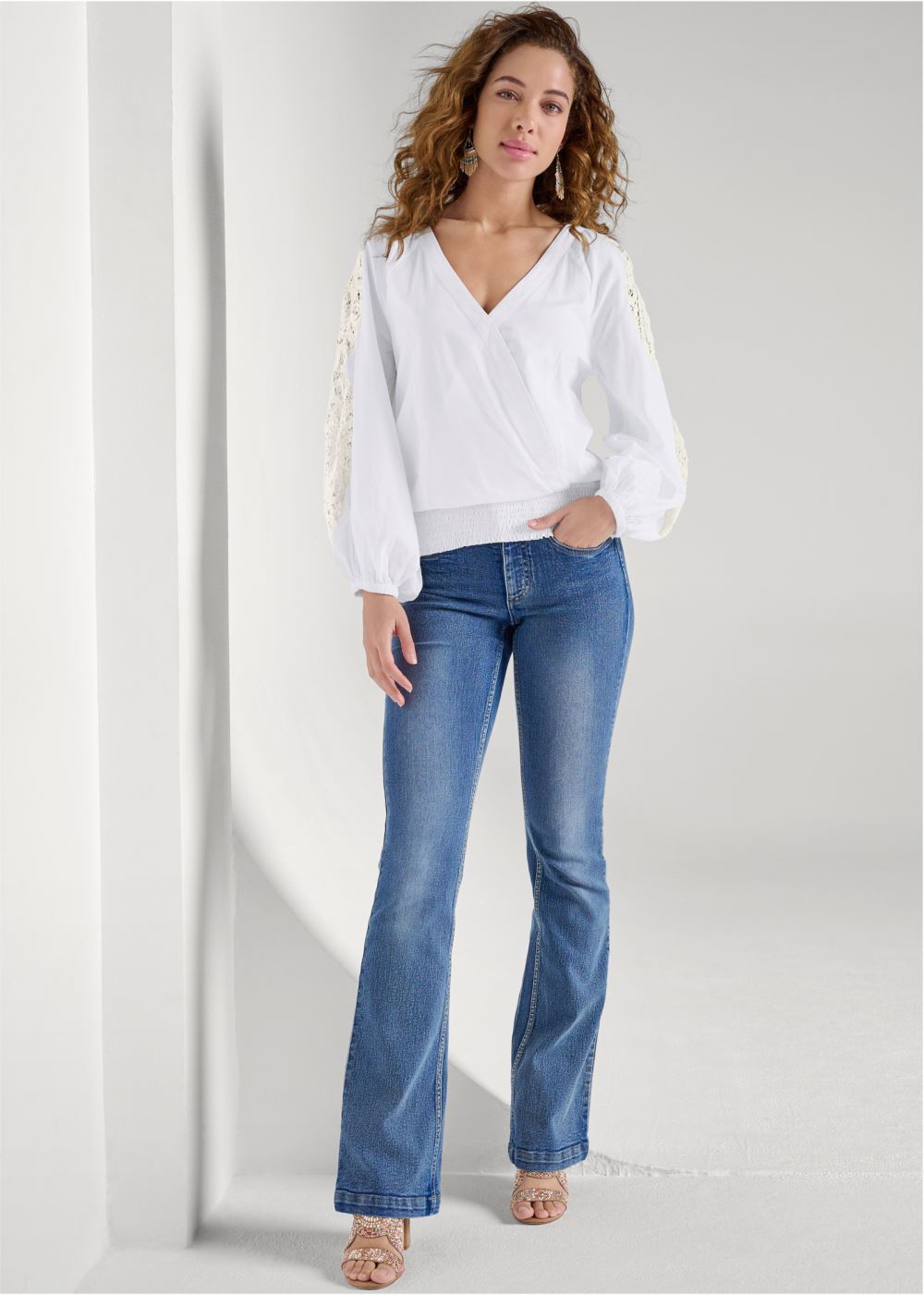 Venus Crochet Lace Detail Top in White